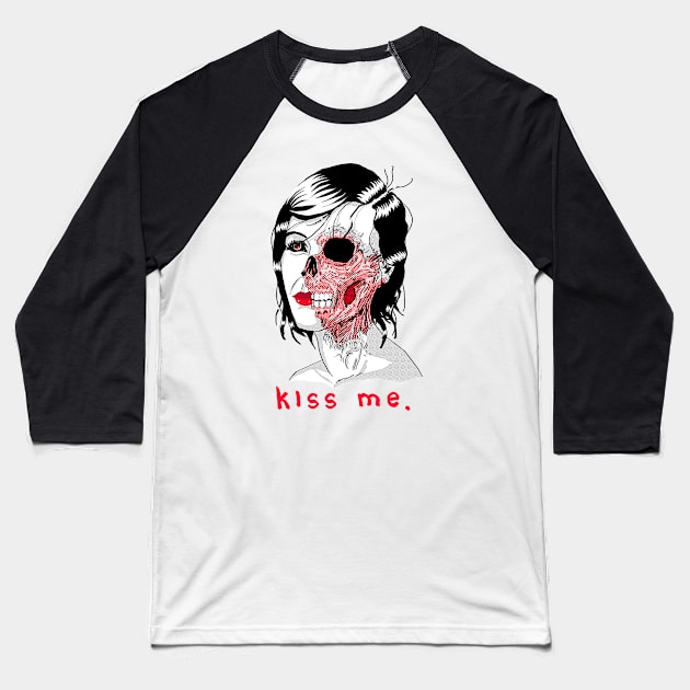 The Kissing Skull Baseball T-Shirt by Archonyto